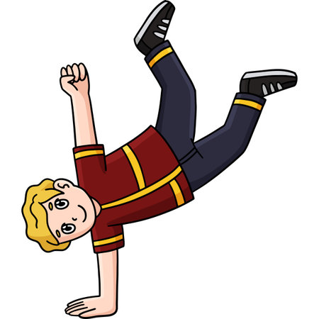 Breakdance B Boy with a One Hand Freeze Clipart