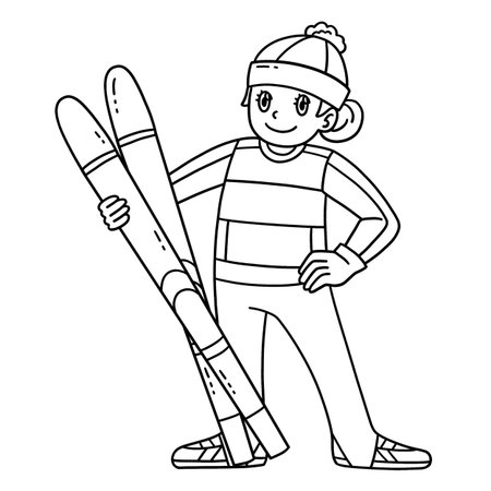 Ski Jumping Female Ski Jumper Ski Boards Isolatedのイラスト素材