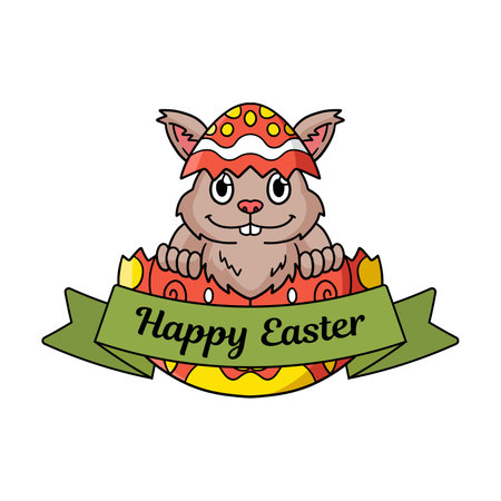 Happy Easter Typography Isolated White Backgroundのイラスト素材