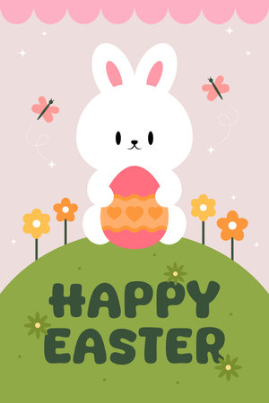 Happy Easter Egg Hunting Poster Vertical Bannerのイラスト素材