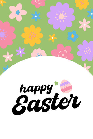 Happy Easter Egg Hunting Poster Vertical Bannerのイラスト素材