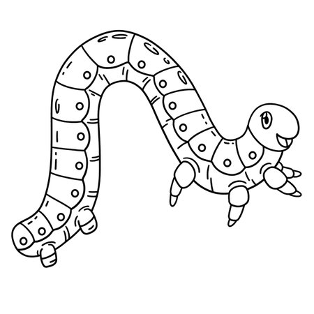 Insect Inchworm Animal Isolated Coloring Pageのイラスト素材