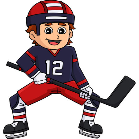 Ice Hockey Boy Player at the Ice Rink Clipartのイラスト素材