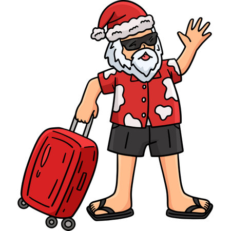 Christmas in July Santa Vacation Cartoon Clipartのイラスト素材