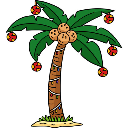 Christmas in July Coconut Tree Cartoon Clipartのイラスト素材