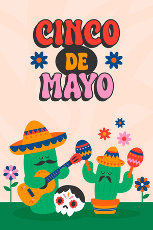 Cinco de Mayo Poster Vertical Banner Backgroundのイラスト素材