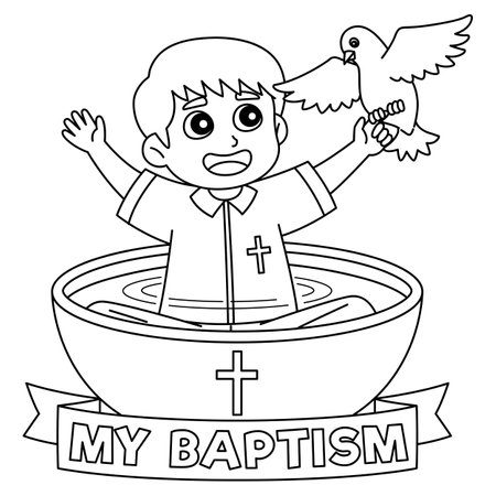 My Baptism Baby Boy Holding a Dove Isolatedのイラスト素材