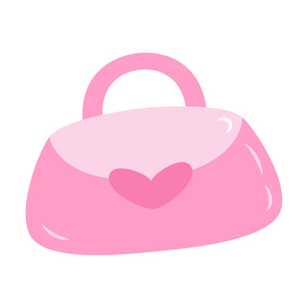Pink Hand Bag Vector Cartoon Colored Clipartのイラスト素材