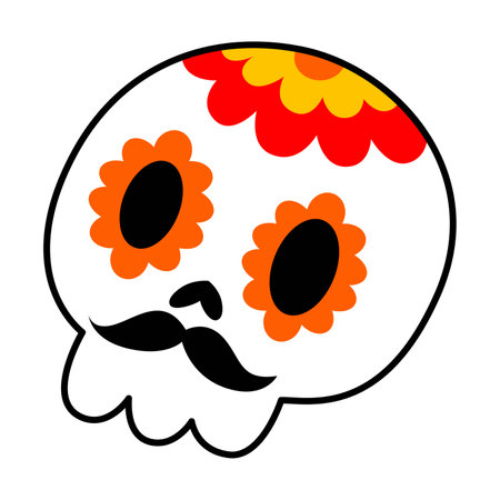 Sugar Skull Vector Cartoon Colored Clipartのイラスト素材