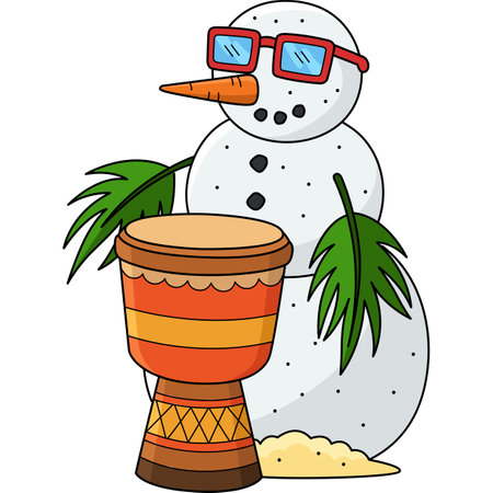 Christmas in July Snowman Cartoon Colored Clipartのイラスト素材