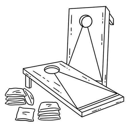 Cornhole Board and Bags Isolated Coloring Pageのイラスト素材
