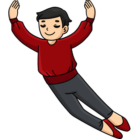 Ballet Danseur making Leap Cartoon Colored Clipartのイラスト素材