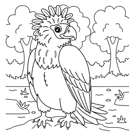 Bird Philippine Eagle Coloring Page for Kidsのイラスト素材