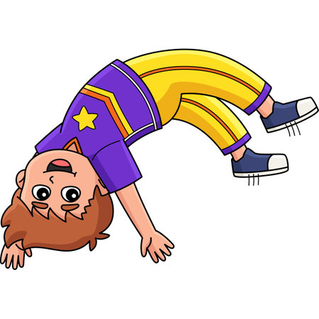 Male Cheerleader Tumbling Cartoon Colored Clipartのイラスト素材