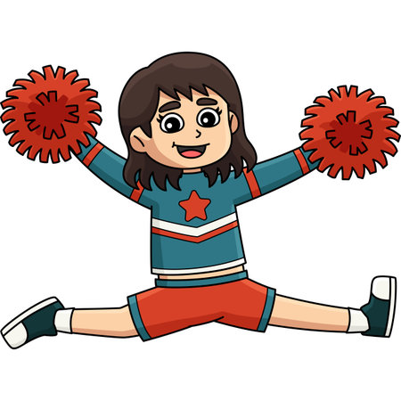 Female Cheerleader doing Splits Cartoon Clipart