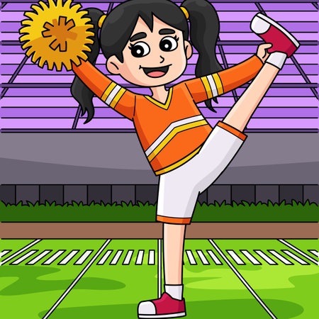Female Cheerleader Heel Stretch Colored Cartoonのイラスト素材