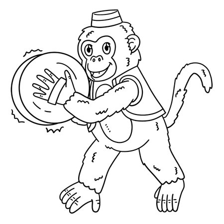 Circus Animal Monkey Playing Cymbals Isolatedのイラスト素材
