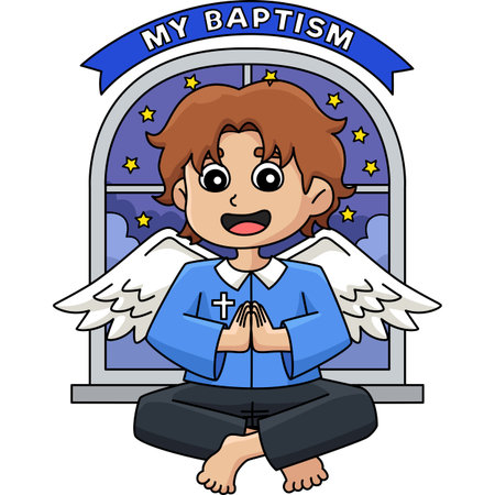 My Baptism Angel Boy Cartoon Colored Clipartのイラスト素材