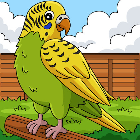 Bird Parakeet Colored Cartoon Illustration