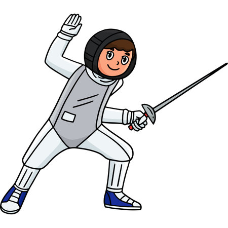 Fencing Male Fencer about to Attack Clipart