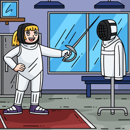 Female Fencing Fencer Practicing Dummy Colored