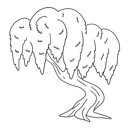 Qingming Festival Willow Tree Isolated Coloringのイラスト素材