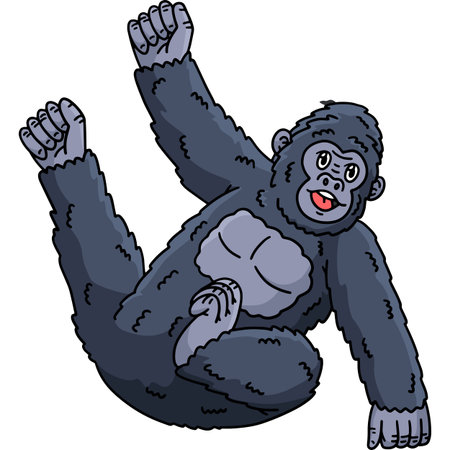 Gorilla Animal Hanging Cartoon Colored Clipartのイラスト素材