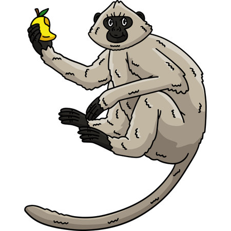 Hanuman Langur Monkey Cartoon Colored Clipart