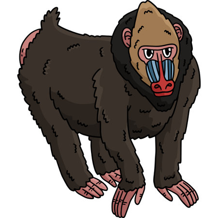 Mandrill Monkey Animal Cartoon Colored Clipartのイラスト素材