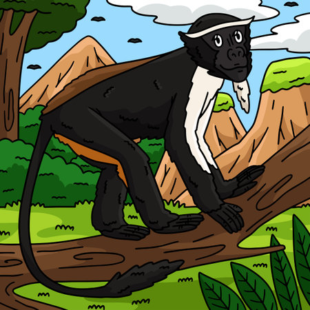 Diana Monkey Animal Colored Cartoon Illustrationのイラスト素材
