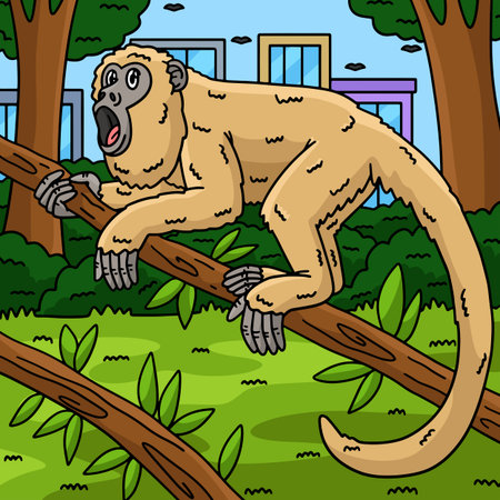 Howler Monkey Animal Colored Cartoon Illustration