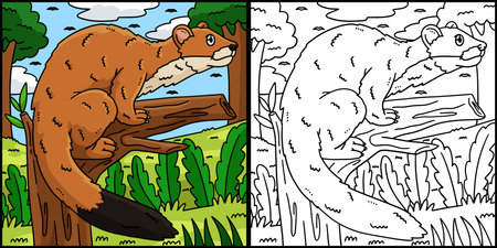 Forest Animal Stoat Coloring Page Illustrationのイラスト素材