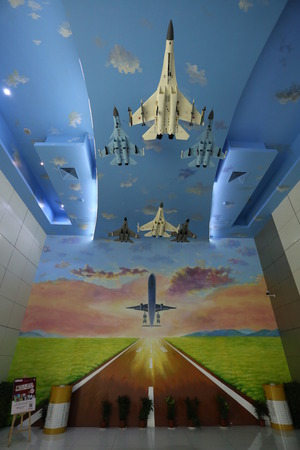 Exhibition hall of model airplaneのeditorial素材