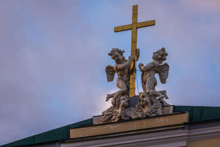 Angel at the Roof of Church of St. Paul and St. Petr, Saint Petersbur, Russiaの写真素材