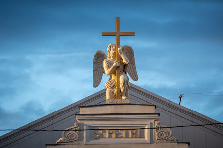 Angel at the Roof of Church of St. Paul and St. Petr, Saint Petersbur, Russiaの写真素材