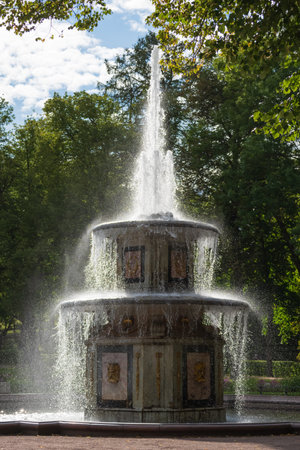 Roman Fountains in Peterhof built by architect. FP Brouer in 1800, Saint Petersburg, Russiaの写真素材