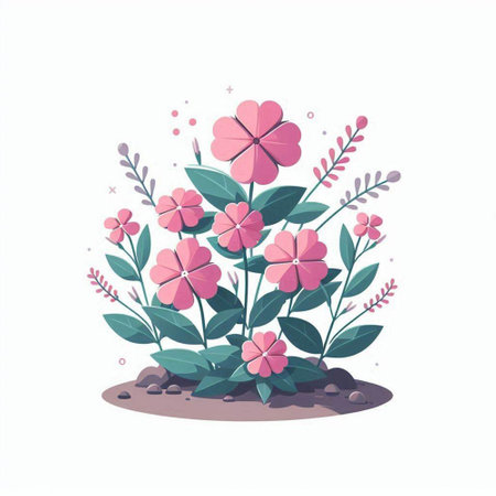 Flowers composition. Floral design elements. Vector illustration in cartoon style.のイラスト素材