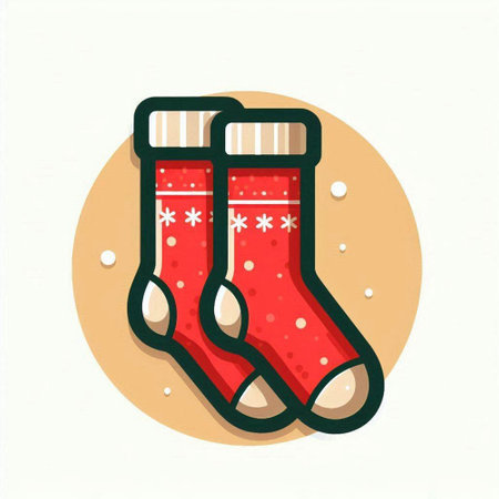 Christmas sock vector icon. Hand drawn illustration of christmas socks.のイラスト素材