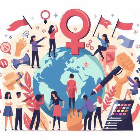 Vector illustration of people around the world. International Women's Day concept.のイラスト素材