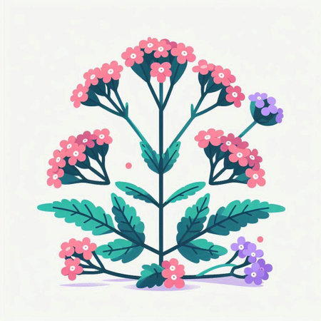Vector illustration of flowers in flat style. Can be used as a greeting card.のイラスト素材