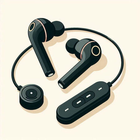 Wireless headphones and gamepad on a white background. Vector illustration.のイラスト素材