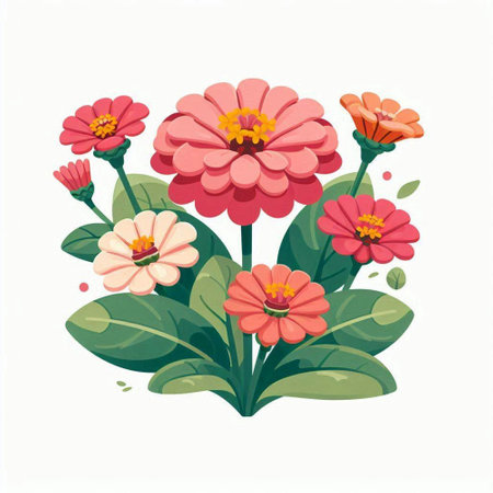 Vector illustration of a bunch of red and pink gerbera flowersのイラスト素材