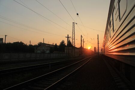 Train, railway. dawn.の写真素材