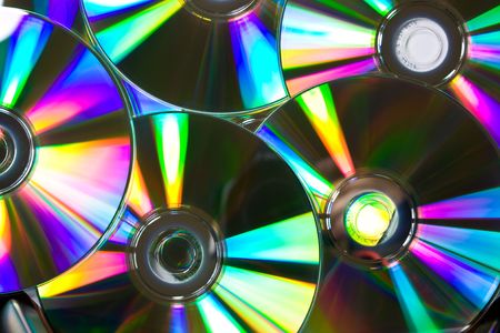 CDs catching the lightの写真素材