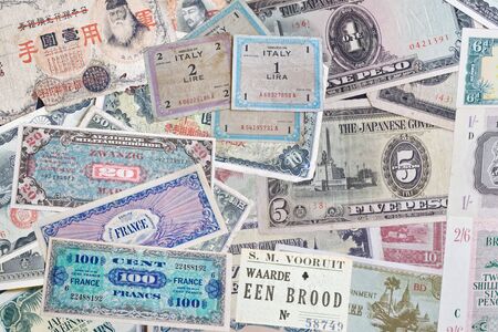 Banknotes issued to occupied countries in the Second World Warの写真素材