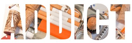 Items associated with drug, alcohol, drug and gambling addictionの写真素材