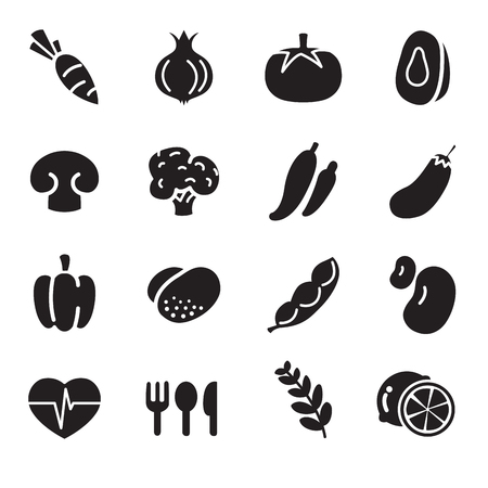 silhouette Vegetable iconsのイラスト素材