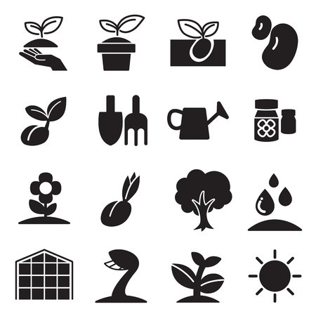 cultivate  Plant Grow icons setのイラスト素材