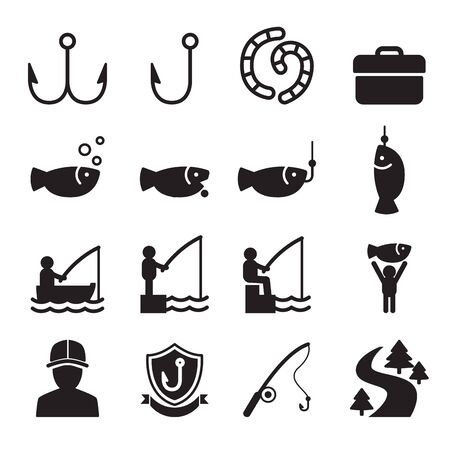 Fishing icon setのイラスト素材