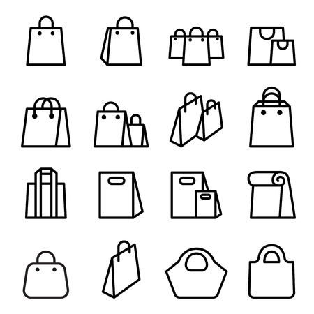 Bag icon set in thin line styleのイラスト素材